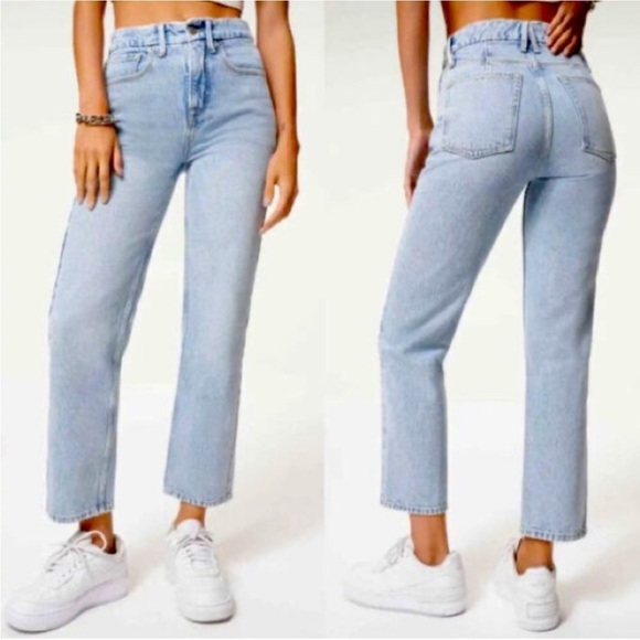 Good American Good Heritage Blue 951 Straight Legs 90s Cropped Jeans Womens 18 - Picture 8 of 8
